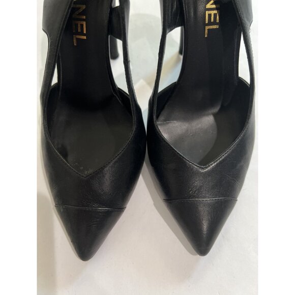 Chanel Slingback Pearl Heels in Black - Picture 4 of 8